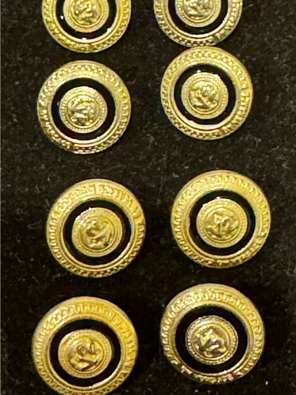 V2 Versace Gold and Black Men’s Decorative Jacket Buttons - Set of 8